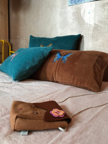 Kussen vlinder blauw