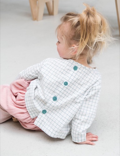 Unieke Blouse van 100% katoen - Ruitjes wit groen